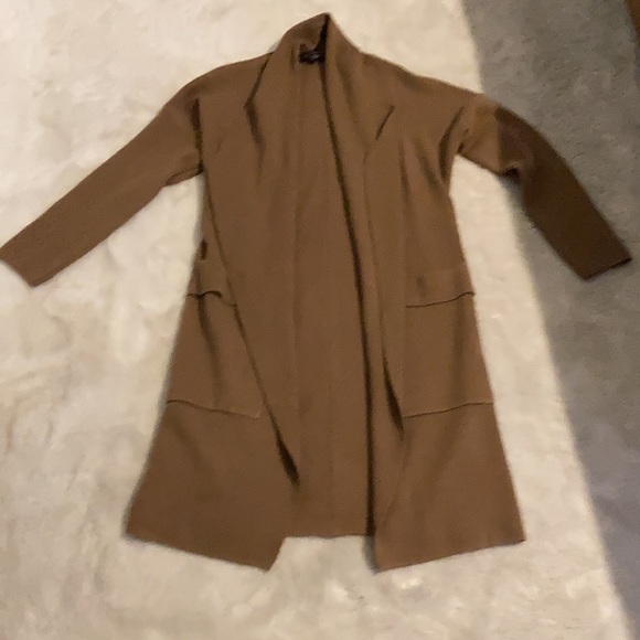 Brown long cardigan with pockets - Picture 2 of 3